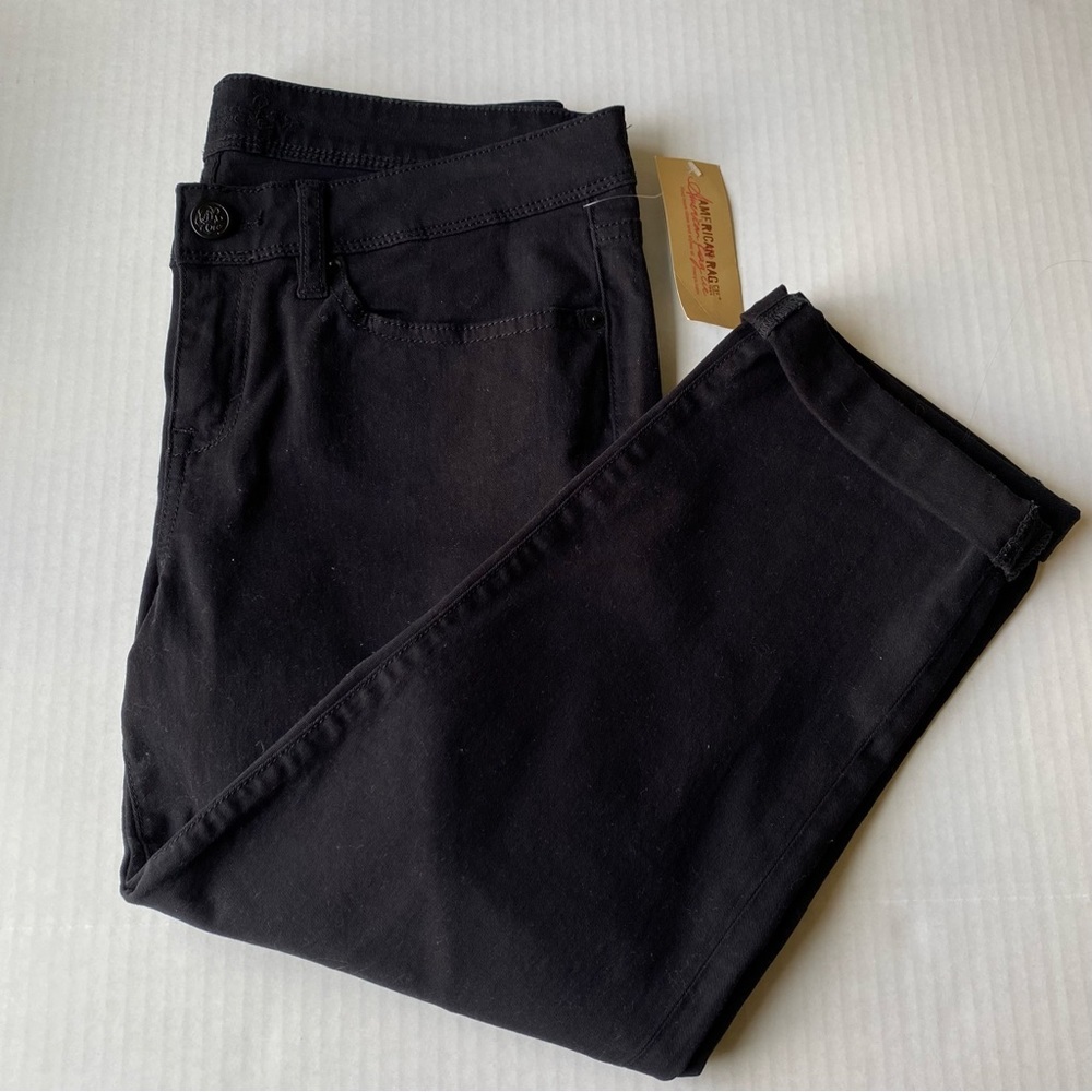 AMERICAN RAG WOMEN JUNIORS CAPRI JEANS CLASSIC BLACK NWT SIZE 9 NWT - Picture 12 of 15